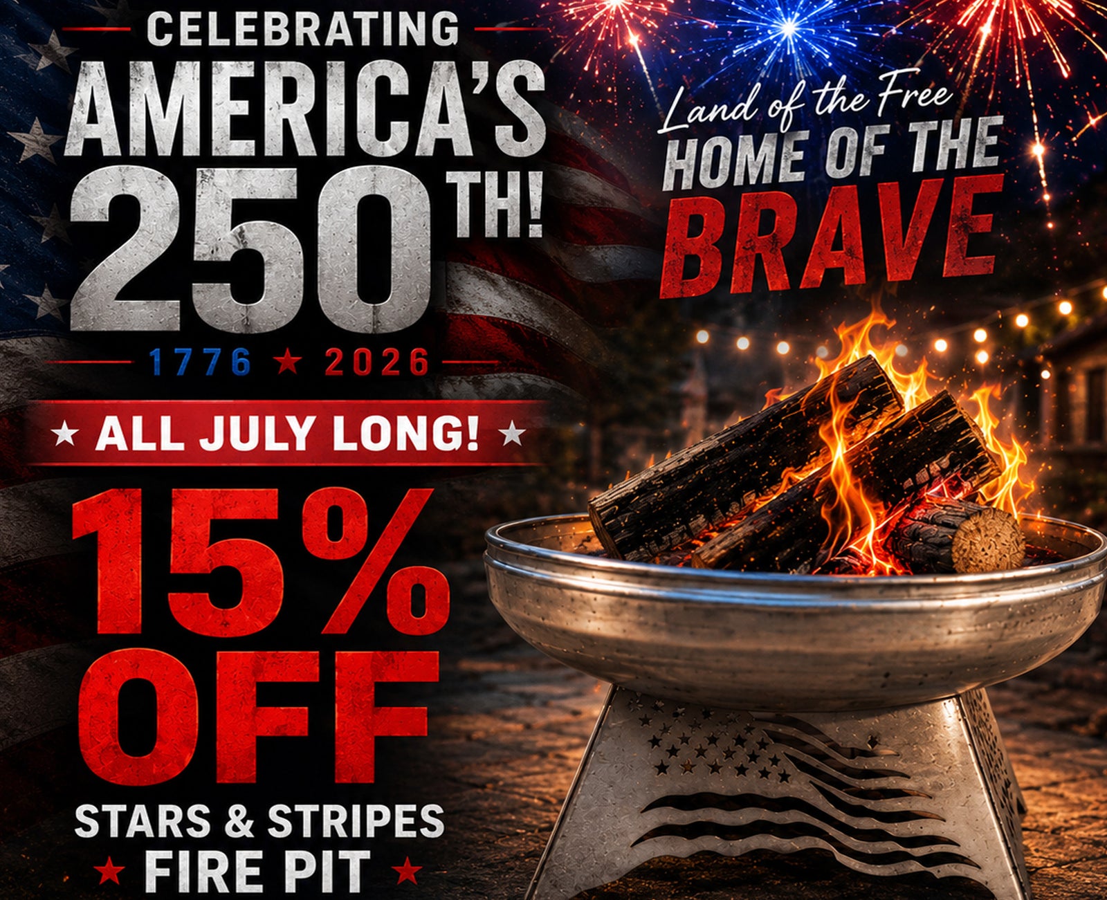 Liberty Fire Pit "Stars and Stripes" *Limited Release* (Made In USA)