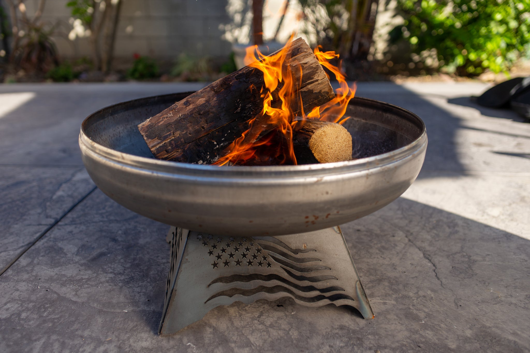 Our fire pit made by placing a large cast iron pot (with drainage